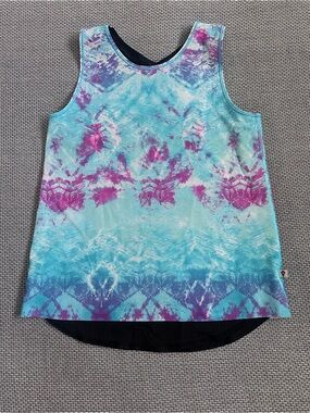 Ivivva Aqua and Purple Tie-Dye Sleeveless Reversible Tank